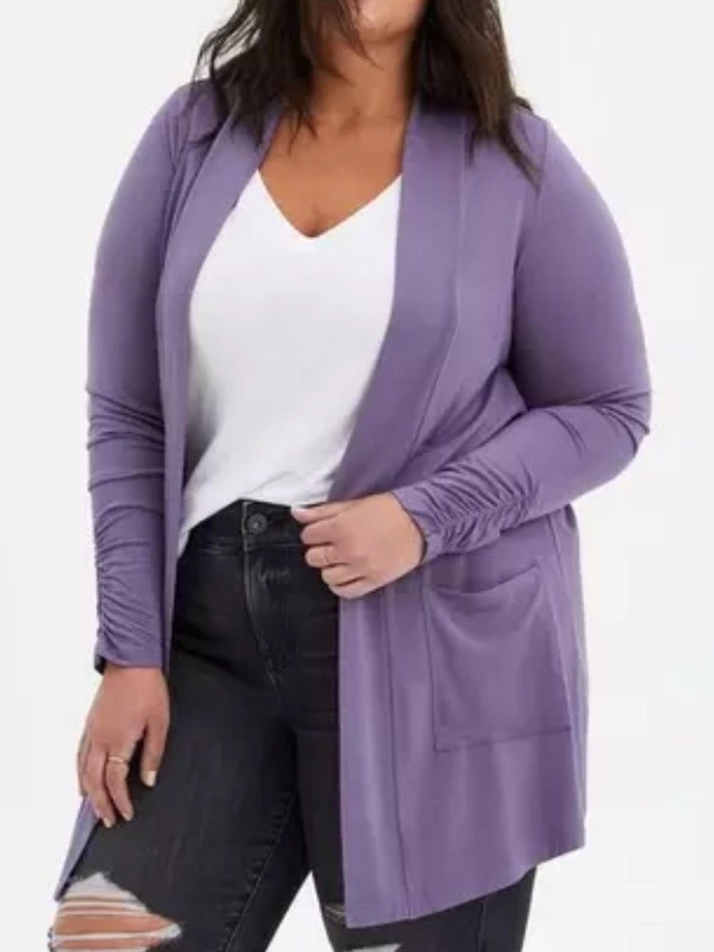 Torrid 2X Lilac Super Soft Cardigan Open Front